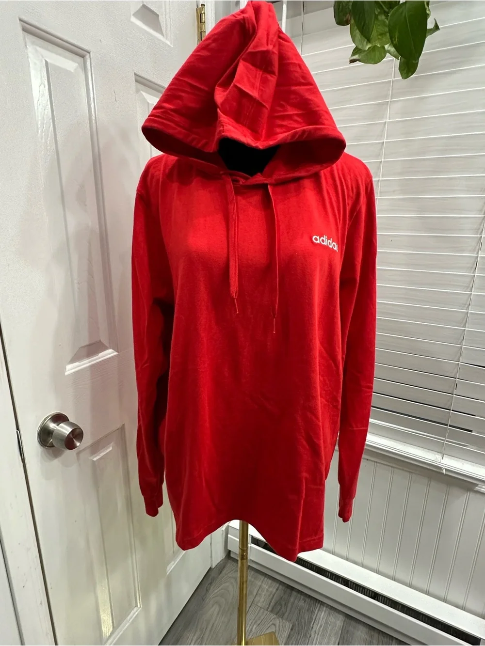 adidas Red Pullover Hoodie with White Logo